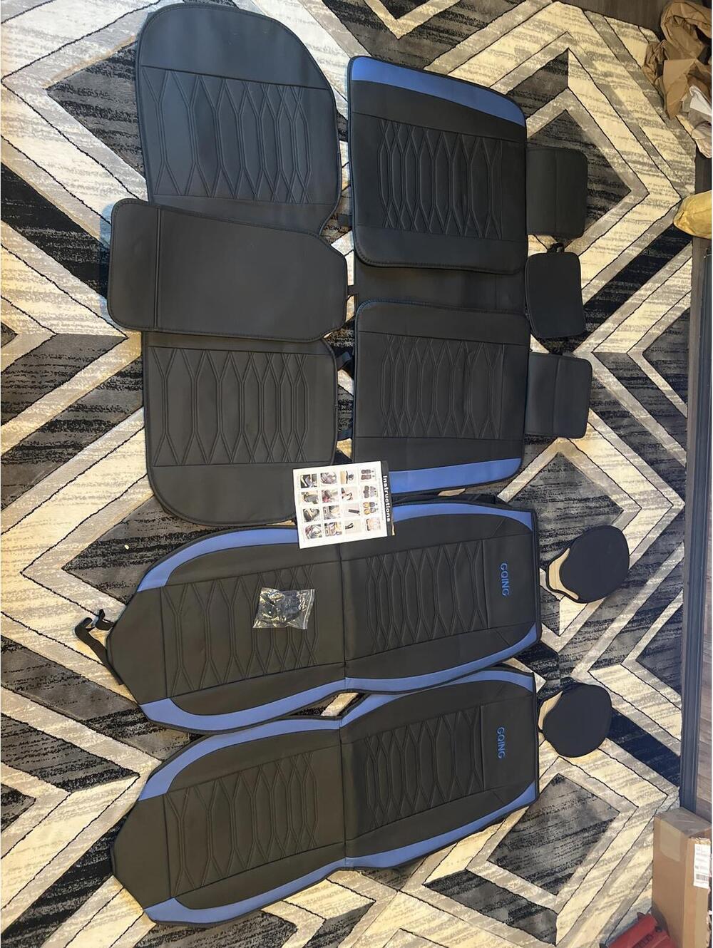 GQING Black and Blue Car Seat Covers - Full Set